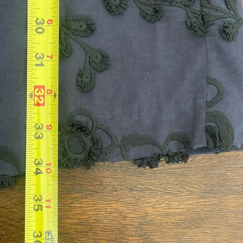 Banana Republic Floral Embroidered S/S Cotton Mini Dress Navy Zip Lined Women 6 - Picture 7 of 7